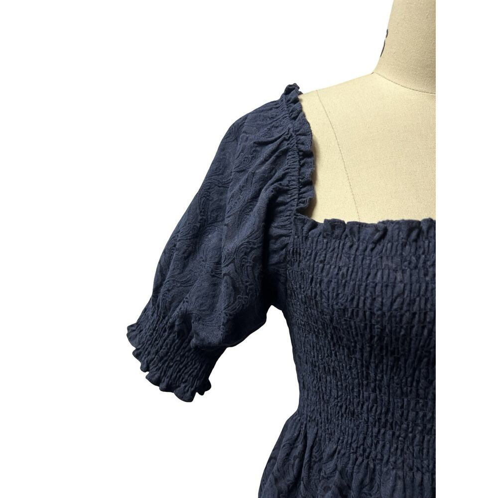Hill House The Athena Nap Babydoll Dress Navy Blue Damask SZ Small - Picture 5 of 8